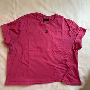 Lazy oaf pink T-Shirt with Embroidered cherries